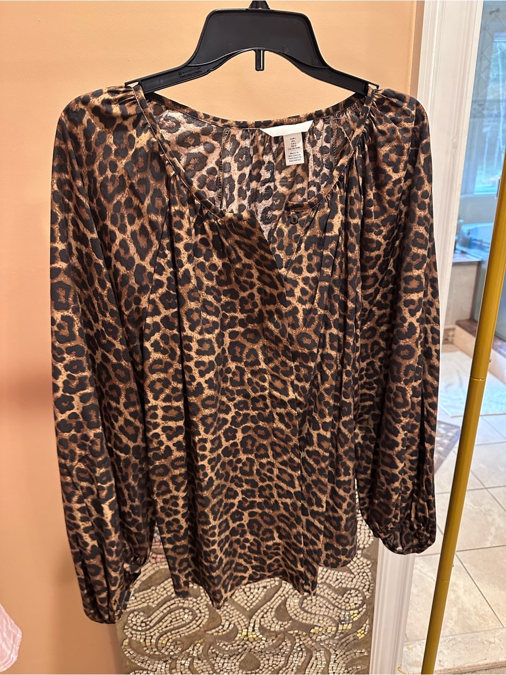 H&M Leopard Print Long-Sleeve Top - Brown & Black